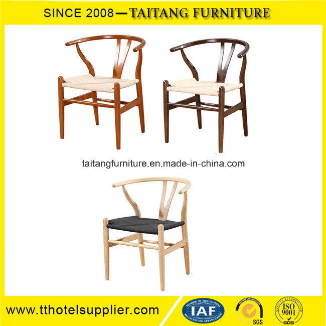 Y Back Wood Rattan Seat Chair for Cafe Used