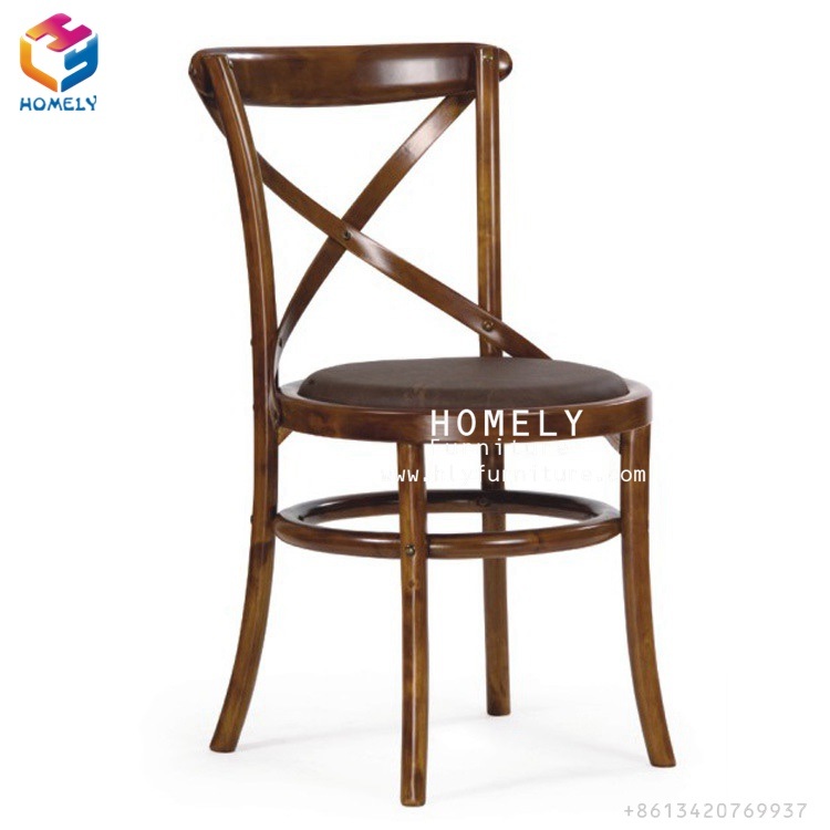 China Supplier Hotel Restaurant Wood Cross Back Chair Used Chair