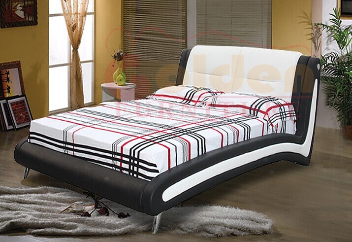 2014 Modern Cream Good Quality Leather Beds with Crystal