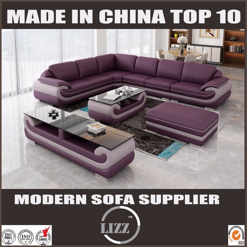 European Style Concise Living Room Furniture Leather Sofa