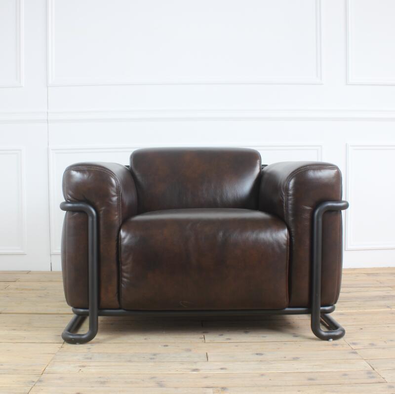 Luxury Living Room Real Leather Single Sofa 3 Seater Sofa