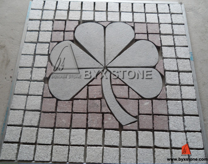 Clover Shape Natural Granite Paving Cobblestone for Outdoor Decoration
