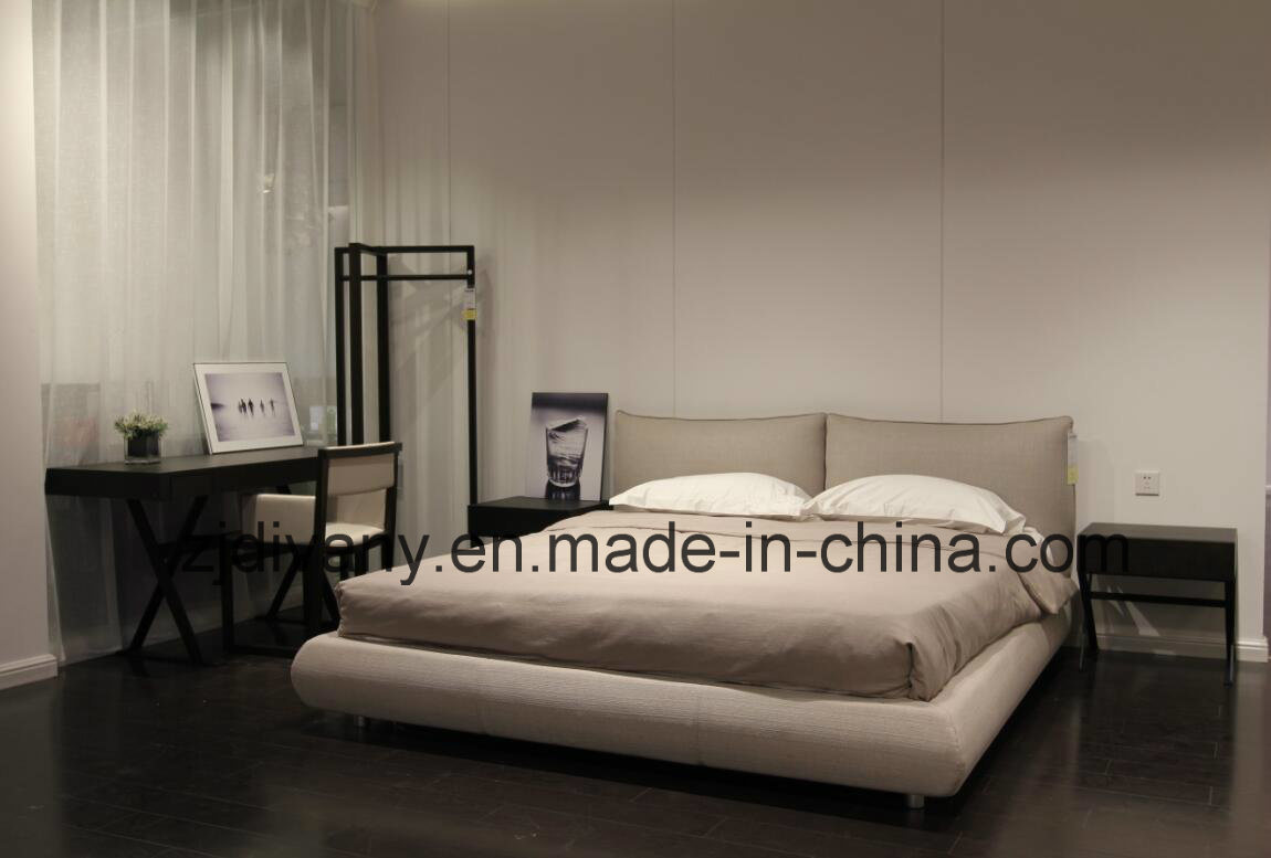 Modern Furniture Bedroom Wooden Leather Bed (A-B42)
