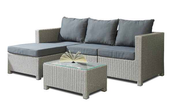 4PCS Rattan Chaise Lounge Garden Sofa Set