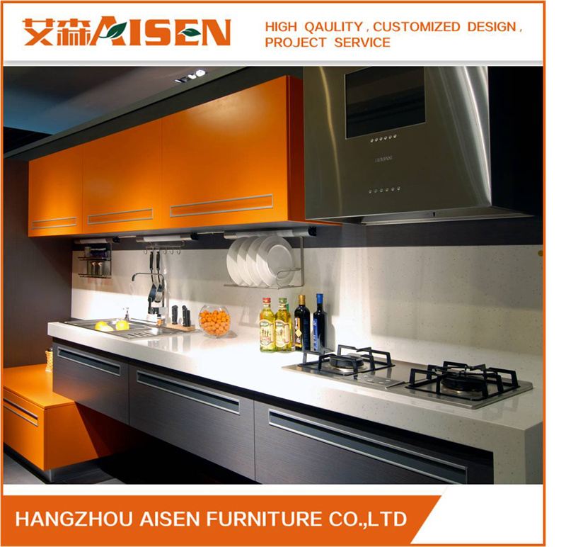 Orange and Grey Lacquer Door Panels Modern Kitchen Cabinet