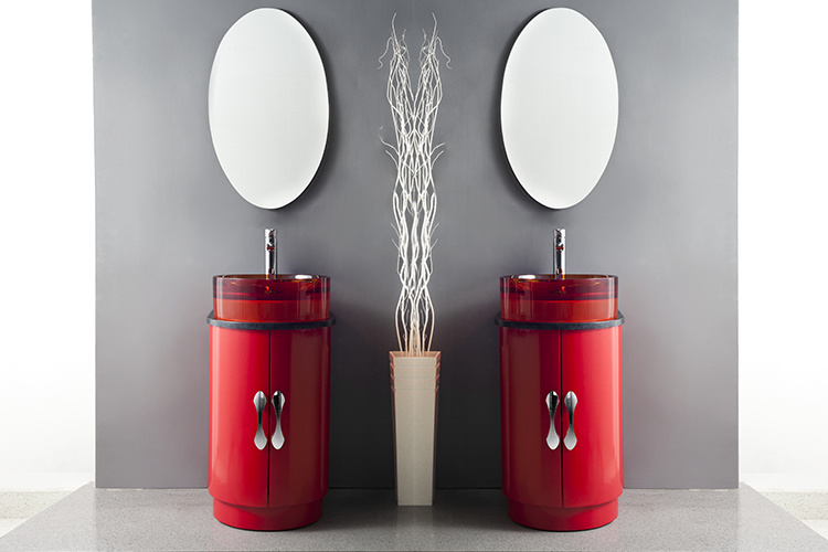 Red Acrylic Bathroom Cabinet