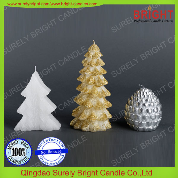 2018 New Glitter Christmas Tree Shape Decoration Craft Candles