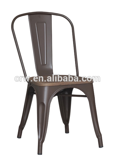 Metal Iron Chair with Wooden Seat