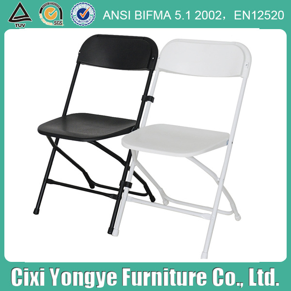 White and Black Poly Plastic Folding Chair for Weddings