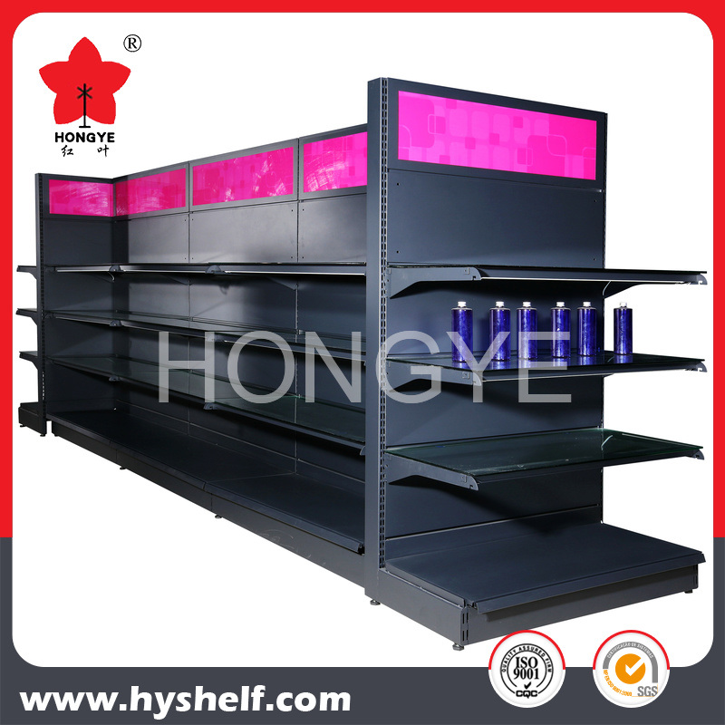 High Quality Supermarket Shelf for Cosmetic Display with LED Light Box