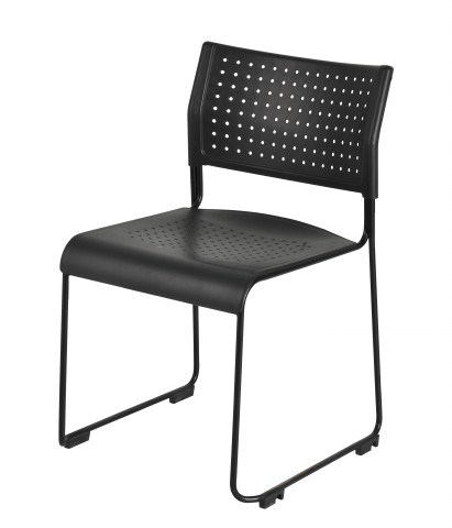 Black Plastic Stacking Steel Chairs at Office