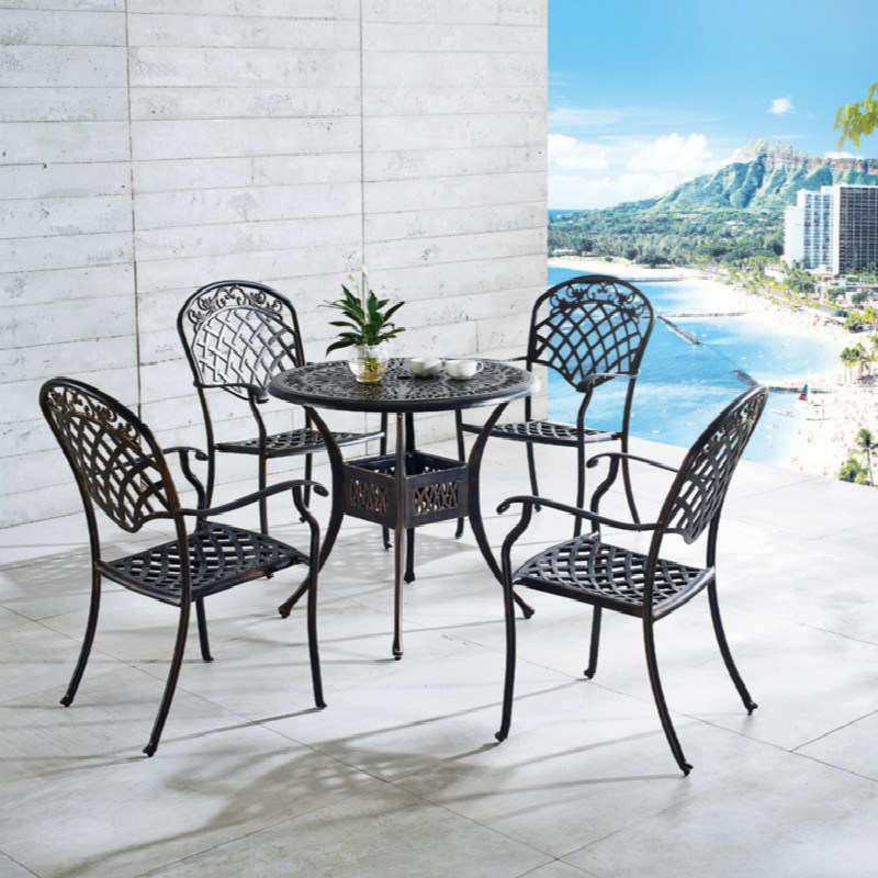 High Quality Anodized Aluminum Cast Aluminum Mesh Patio Furniture Knock Down Round Table