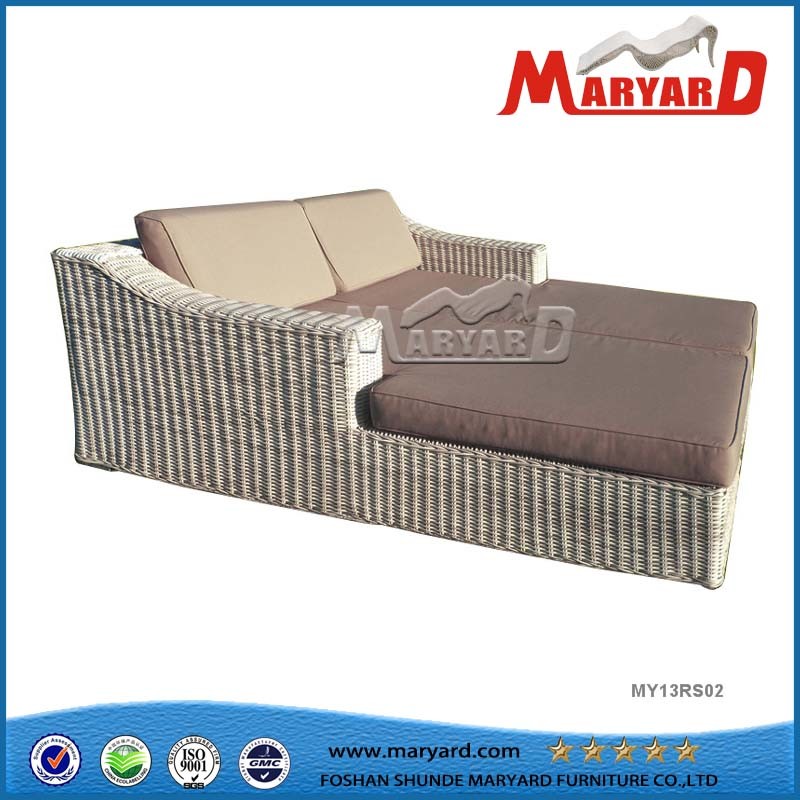 Hot Sale Modern Design Outdoor Rattan Double Wicker Daybed