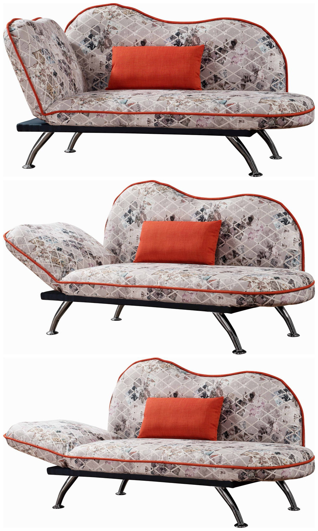 Queen Fabric Chaise with Changeable Armrest