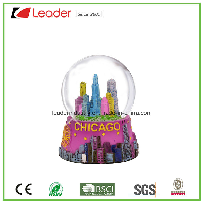 Hand-Painted Resin Water Globe with Building Snow Globe for Home Decoration and Souvenir Gift