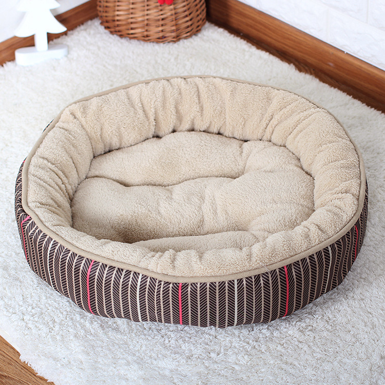 Quality Soft Dog Mats Circle Flocked Coral Velvet Pet Beds