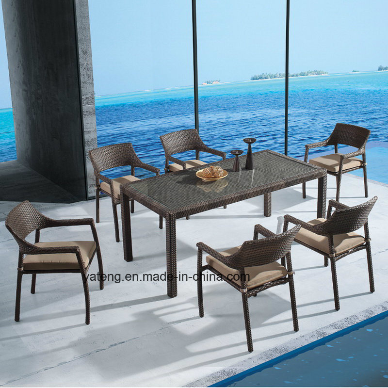 Hot Selling Woven Rattan Outdoor Using Garden Furniture Dining Chair & Table for 8-10person (YTA581&YTD020-4)