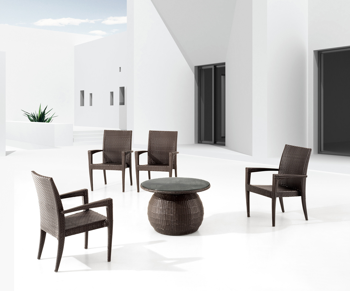 Black Rattan Outdoor Table and Outdoor Chair