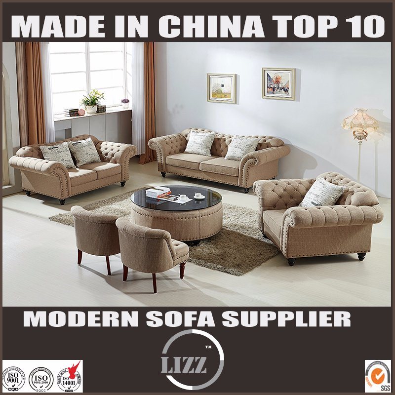 High Quality Fabric Sofa with Tufted Button for Living Room