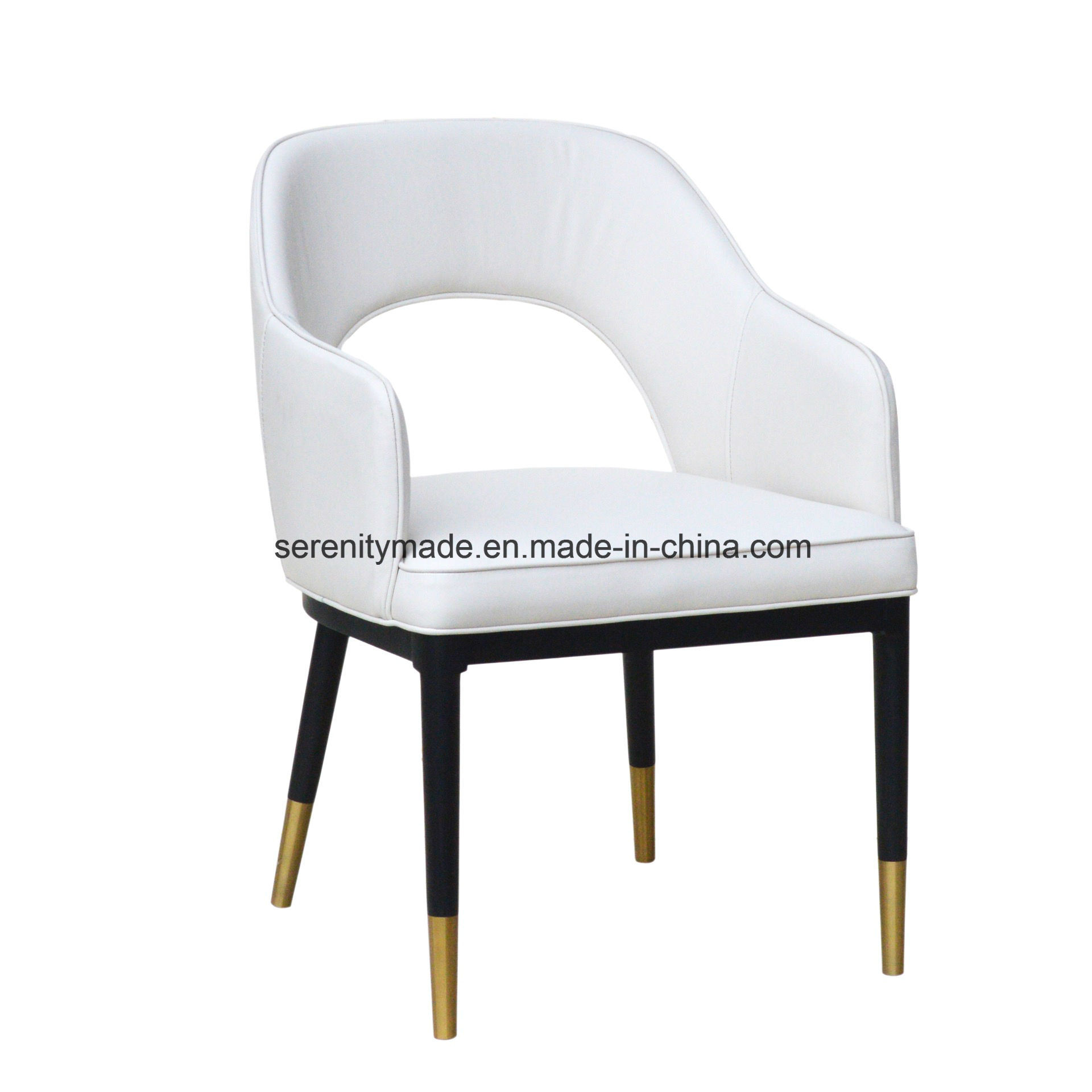 Modern Furniture White Office Upholstery Fabric/Leather Chair with Polished Brass Legs