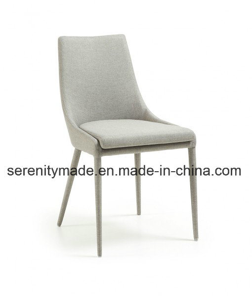 Minimalist Light Color Comfotable Linen Fabric Dining Chair for Home