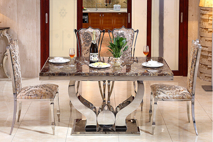 Modern Glass Dining Room Set / Dining Table with 6 Chairs