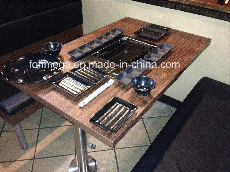Factory Directly Korean BBQ Grill Dining Table with Fixed Legs (FOH-BC22)