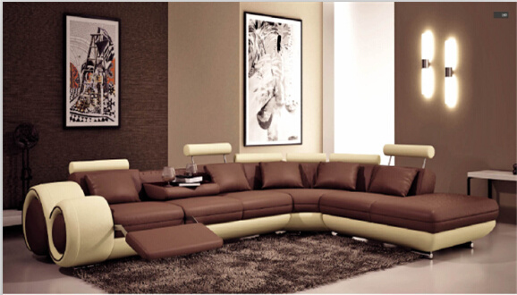Modern Leather Sofa for Living Room with Genuine Leather