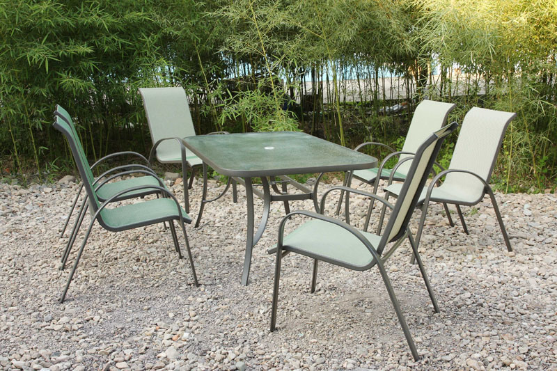 Dining Table 6 Chairs Outdoor Sectional Garden Furniture (FS-1202+1203+5102)