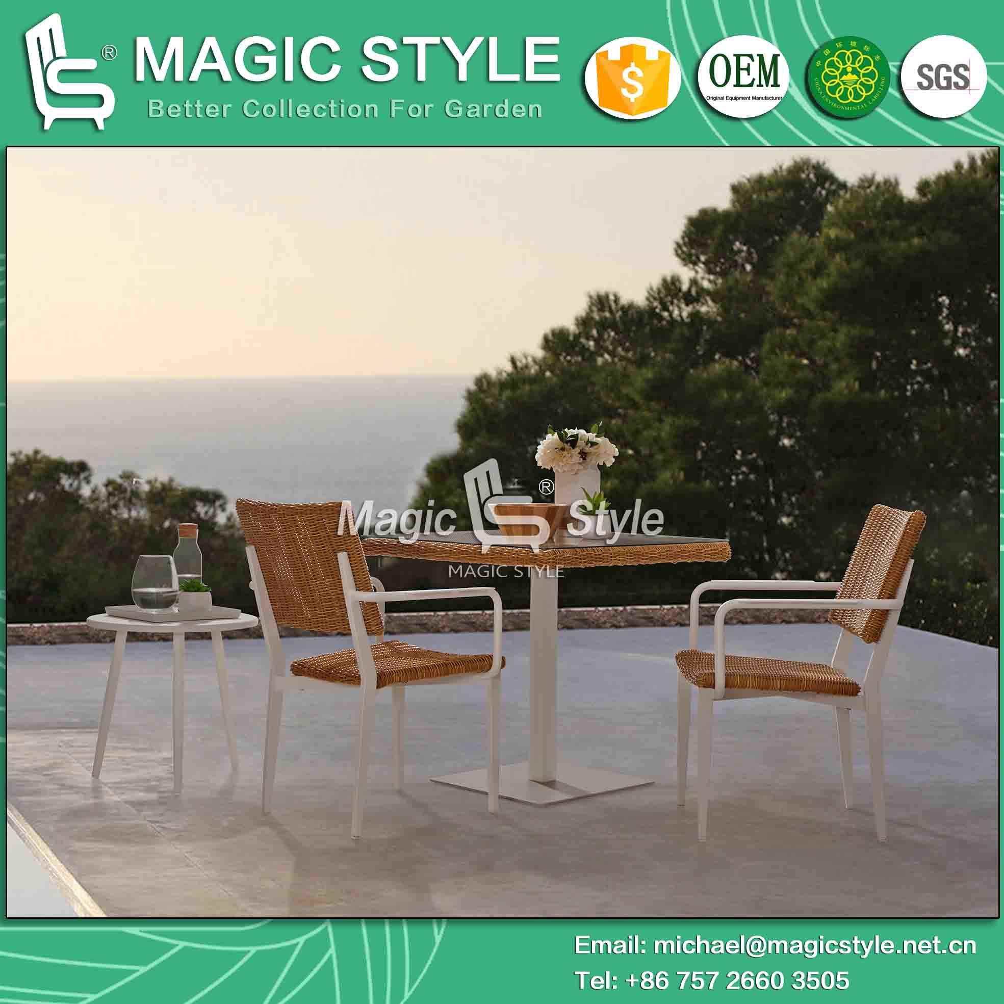 Outdoor Wicker Dining Set Patio Dining Chair Aluminum Dining Set Garden Rattan Dining Table Wicker Square Table Rattan Weaving Coffee Set