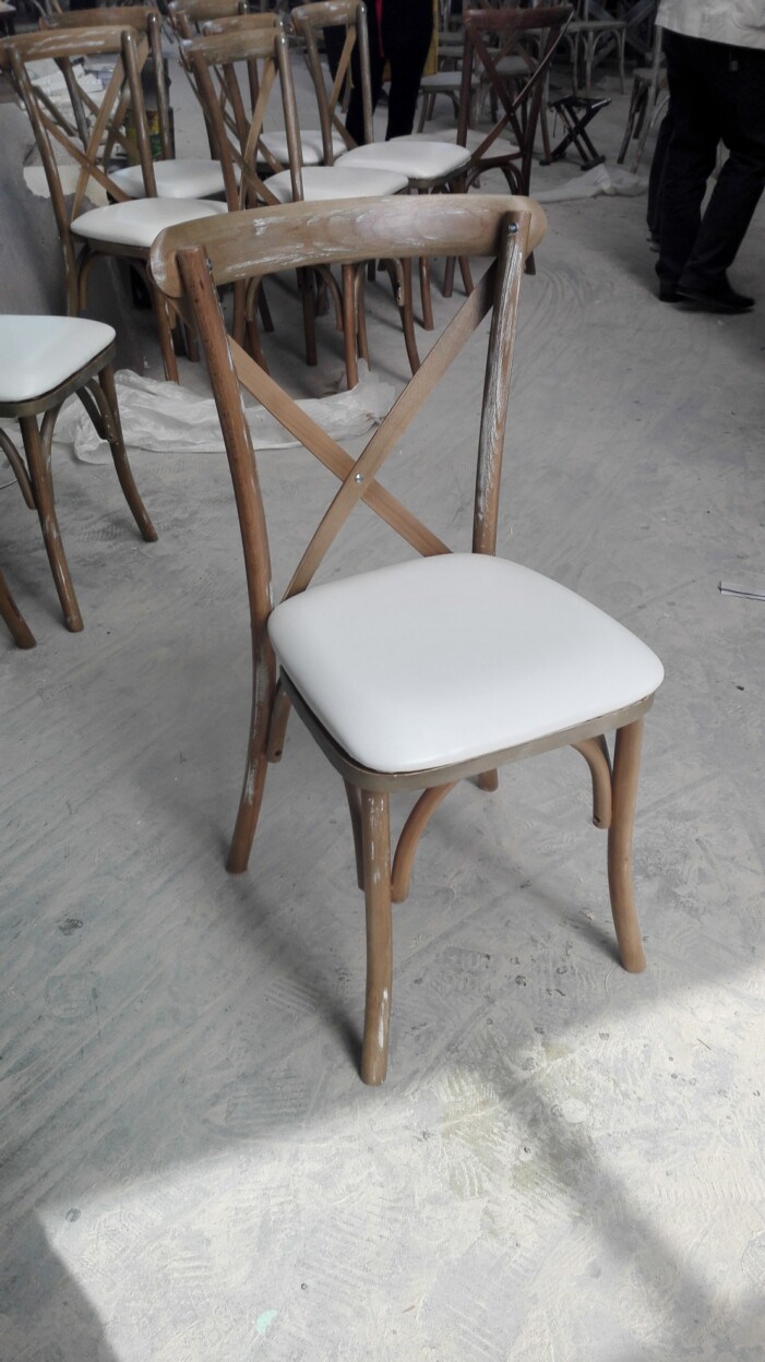 Vintage Cross Back Chair with Cushion, X Back Chair