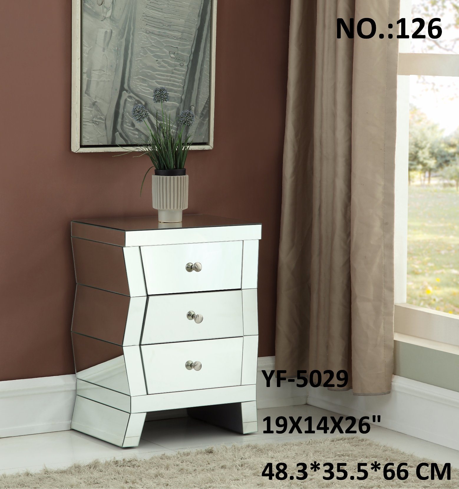 Venetian Mirror Bedside Tables of High Quality Home Furniture