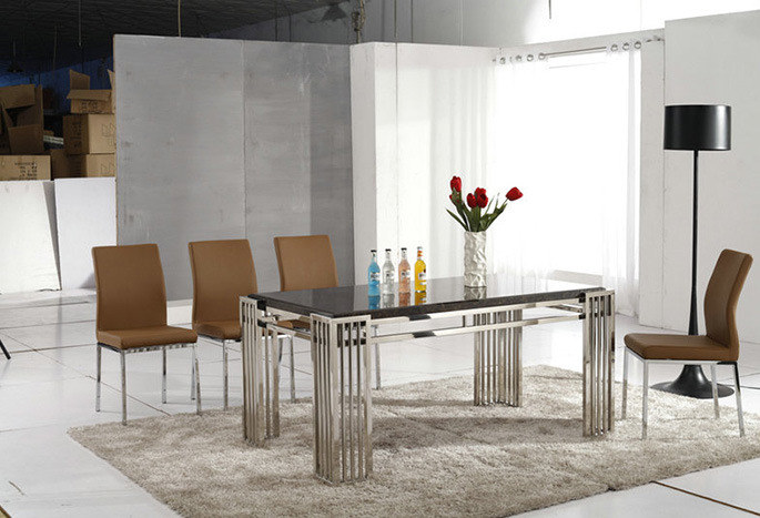 Modern Dining Room Set Luxury Rectangle Glass Mirrored Dining Table