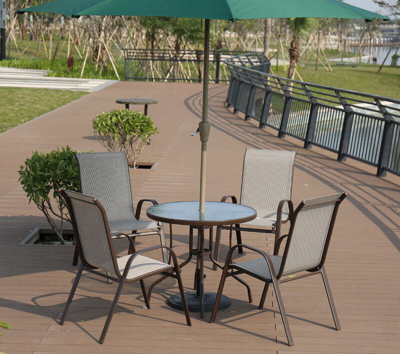 Patio Aluminum Outdoor Home Hotel Office Garden Glass Customized Textilene Dining Chair (J800)