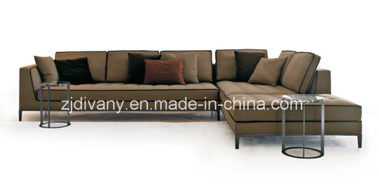 Japanese Style Wooden Leather Fabric Home Sofa (D-68)