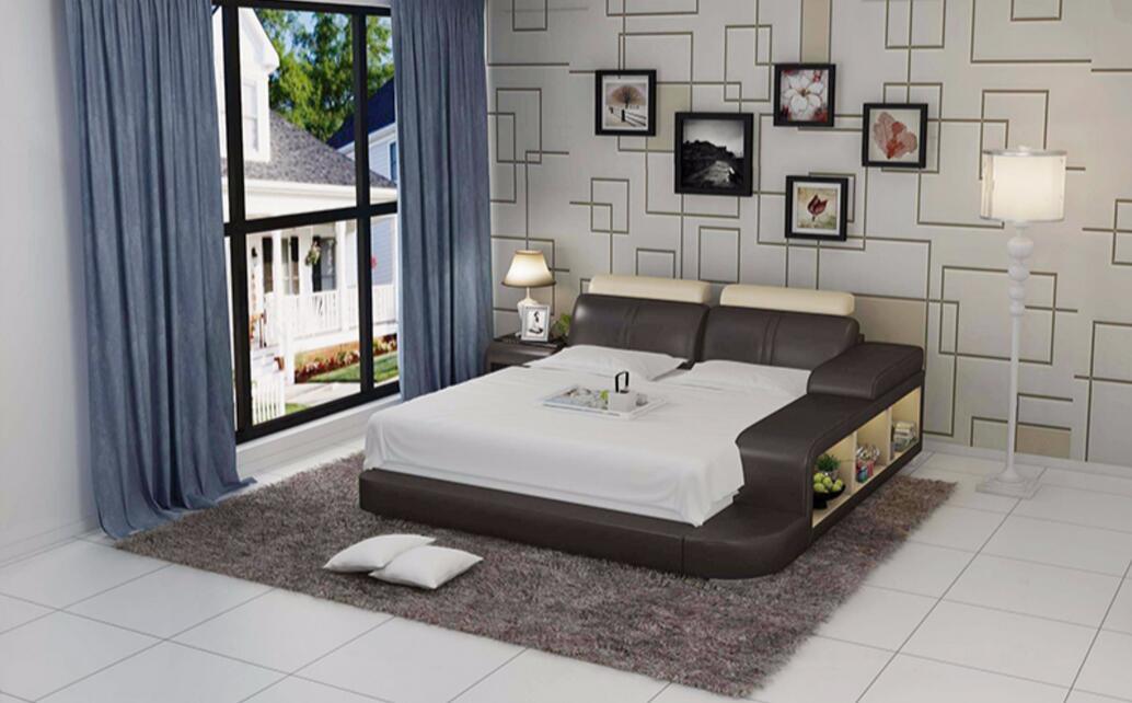 Queen Size Bedding Contemporary Leather Bed for Bedroom