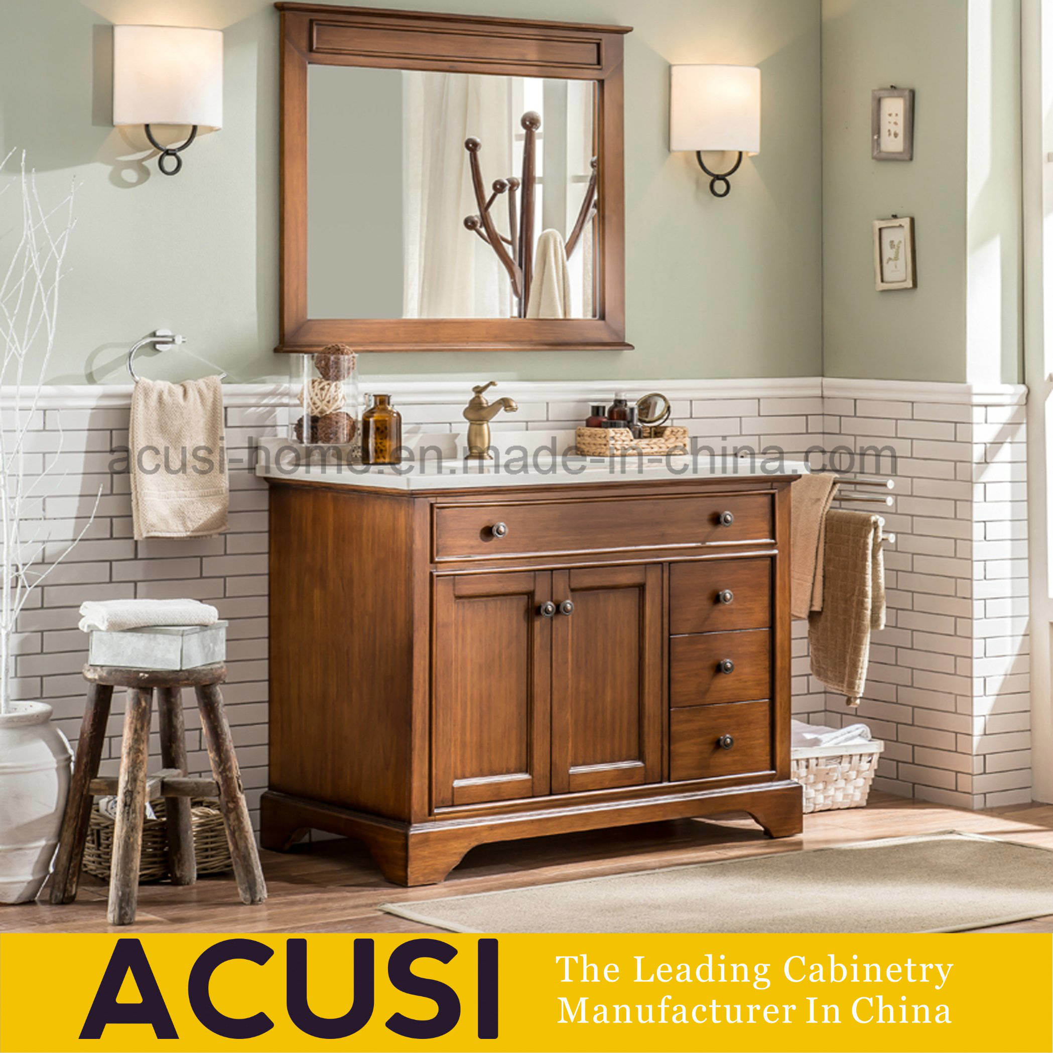 American Style Solid Wood Floor Standing Bathroom Vanity Cabinet (ACS1-W80)