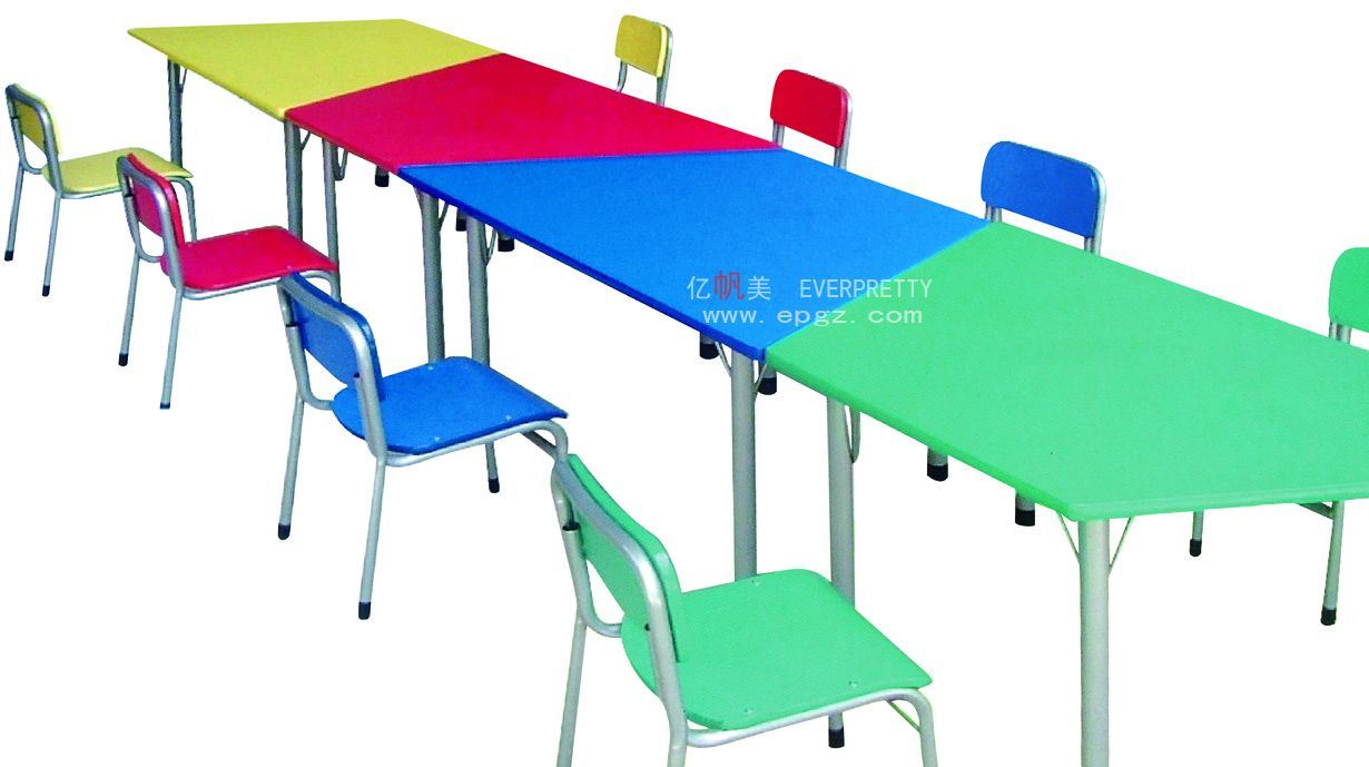 Colorful Kids Two Sides Siting Trapezoidal Children Table of Plyaing