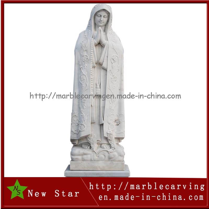 White Marble Carved Stone Sculpture Virgin Mary Statue