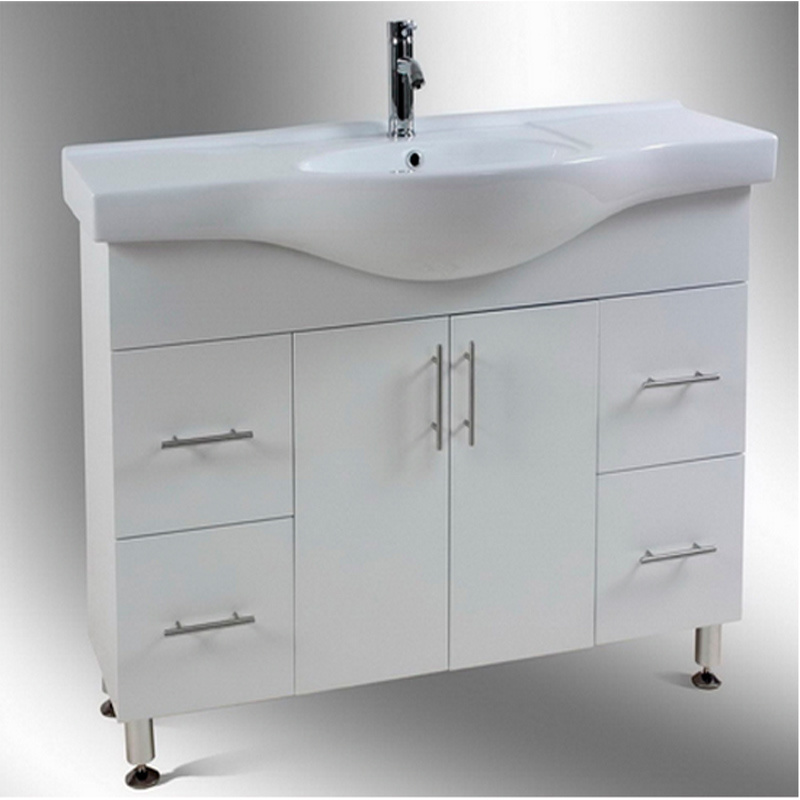 MDF Bathroom Cabinet Furniture with Big Ceramic Basin and Feet