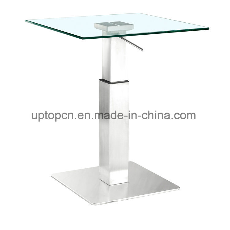 Modern Square Glass Restaurant Table with Lift Leg (SP-CT102)