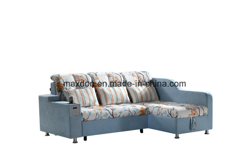 Living Room Fabric Coner Sofa Bed with Storage Box