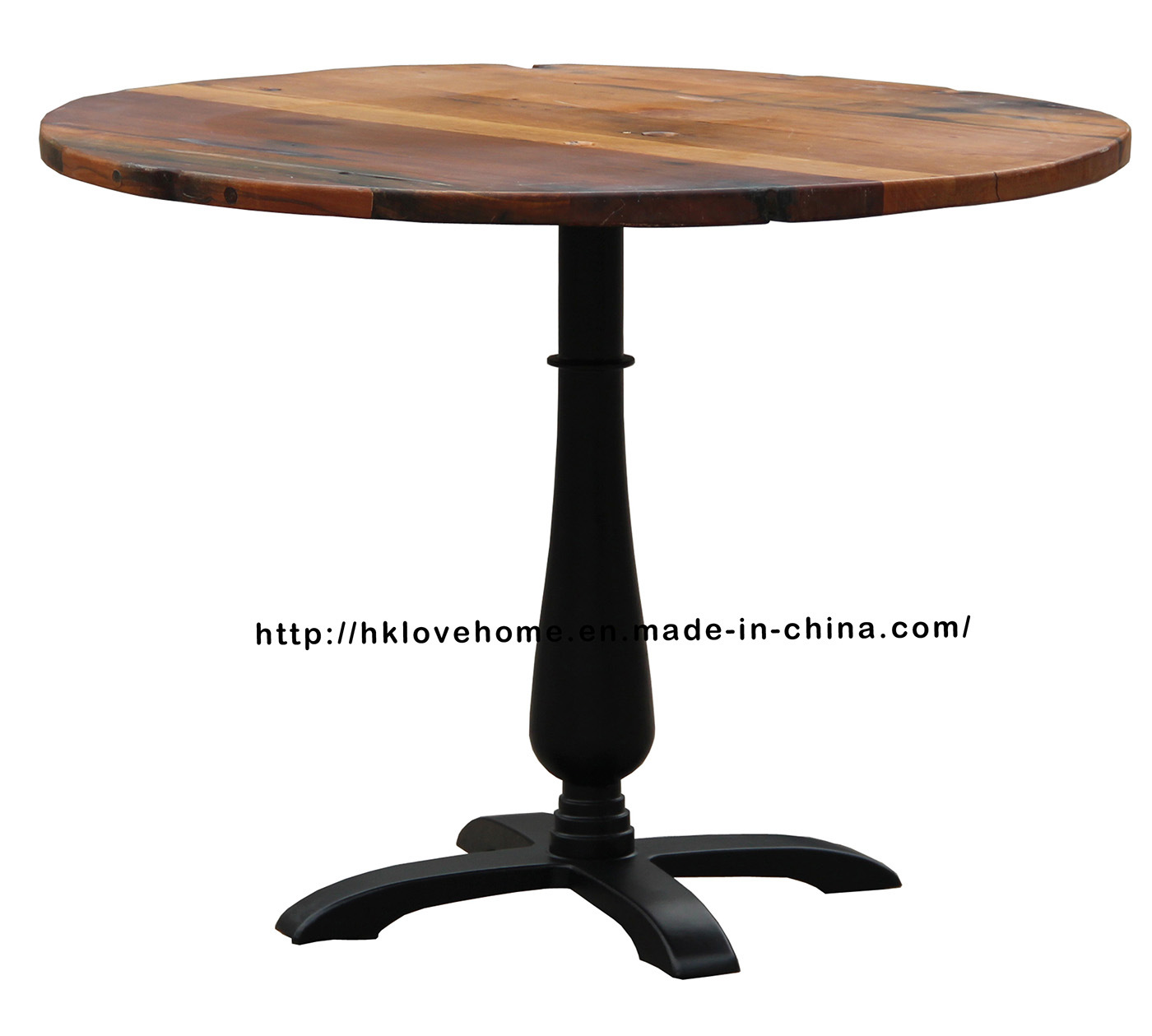 Modern Industrial Dining Restaurant Iron Steel Leg Black Wooden Table