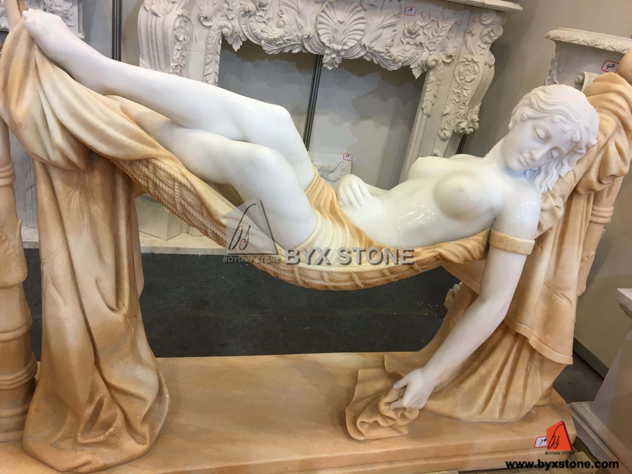 Natural Marble Carving Lady Sculpture Statue for Decoration