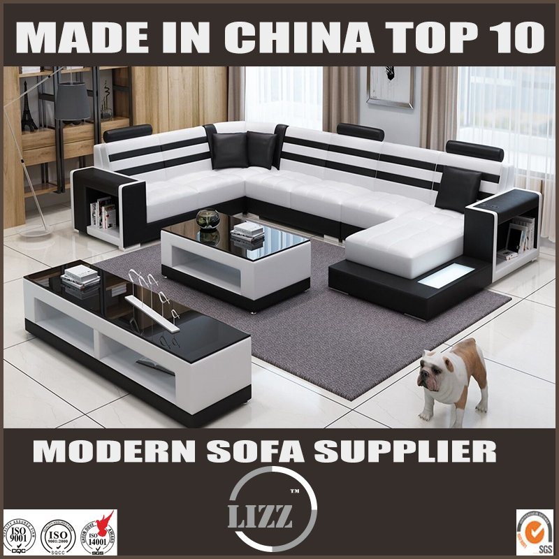 Foshan Full Set Furniture Big Size U Shape Leather Sofa