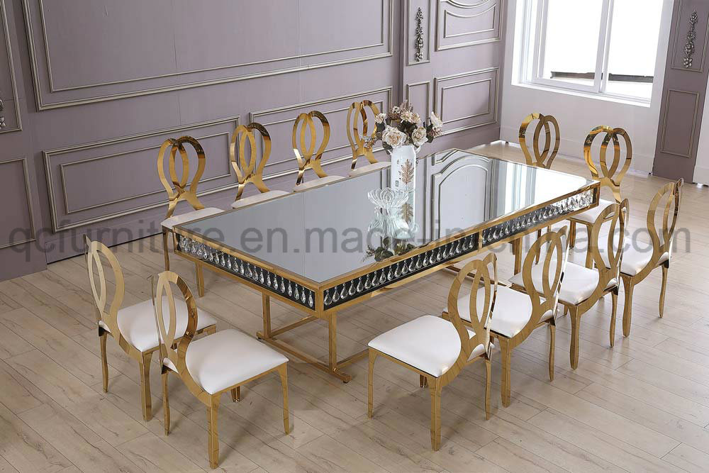 Mirror Golden Stainless Steel Acrylic Decoration Mirror Top Wedding Table
