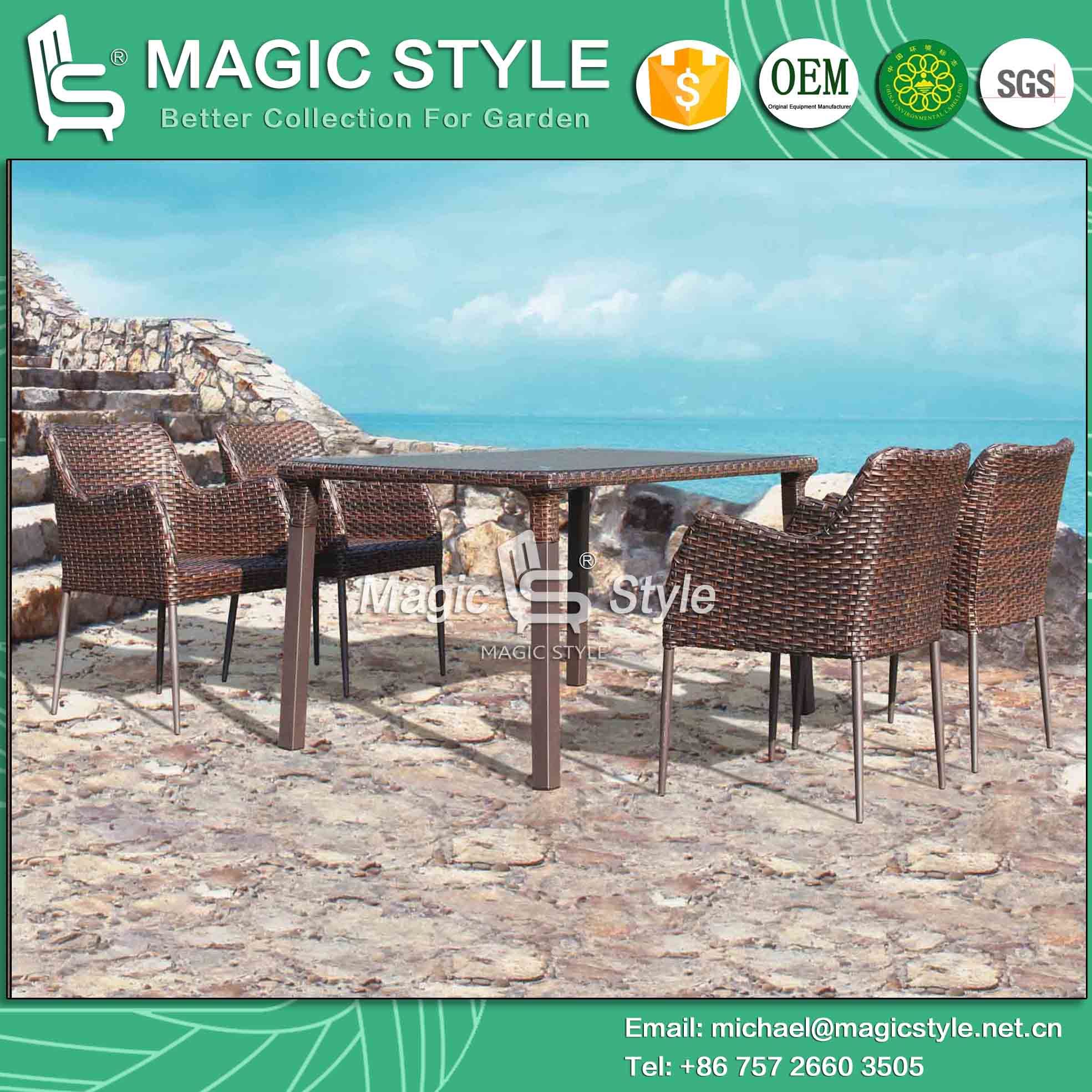 Italy Design Outdoor Dining Set Garden Furniture Patio Furniture Dining Chair Wicker Chair Dining Table Rattan Chair Coffee Chair (Magic Style)