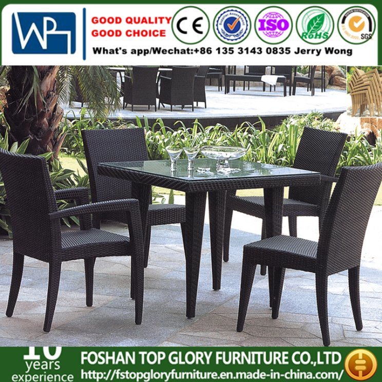 Rattan Garden Furniture Dining Table and Chairs Dining Set Outdoor Patio (TG-368)