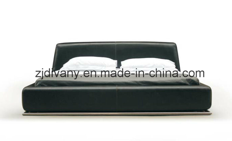 Modern Black Leather Double Bed (A-B26)