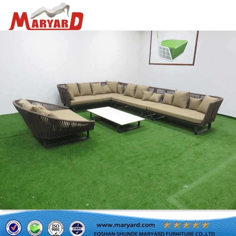 Professional Outdoor Garden Furniture Polyester Rope Patio Sofa Set Sectional Sofa